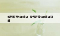 如何打开tcp端口_如何开放tcp端口扫描